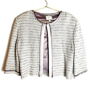 St John Couture tweed purple gray blazer jacket 14